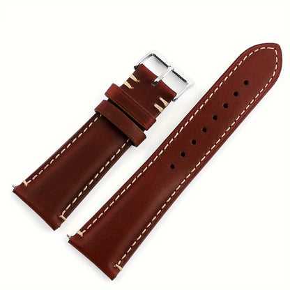 Vintage Genuine Leather Watch Bands with Stainless Metal Clasp