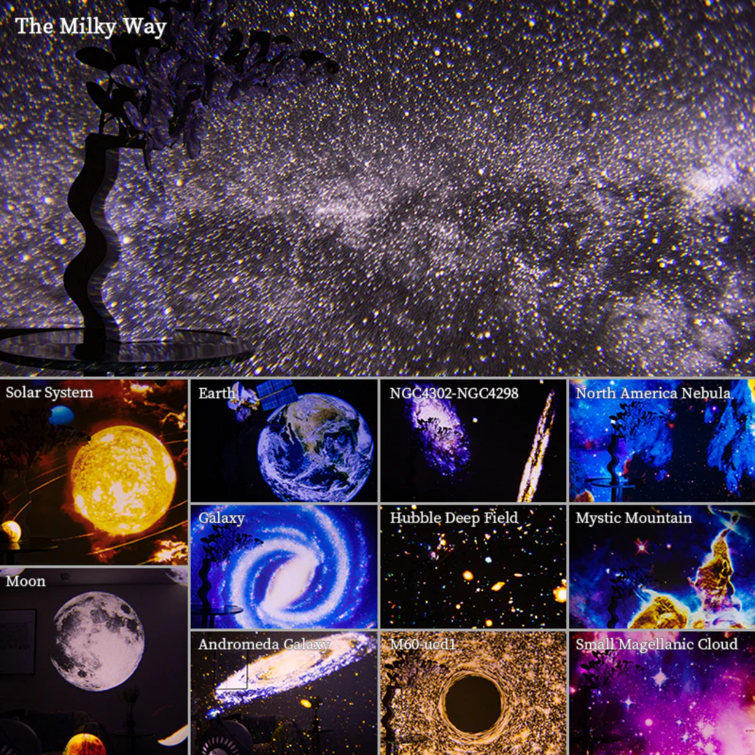 Planetarium Galaxy Projector - 360° rotation for full-room coverage