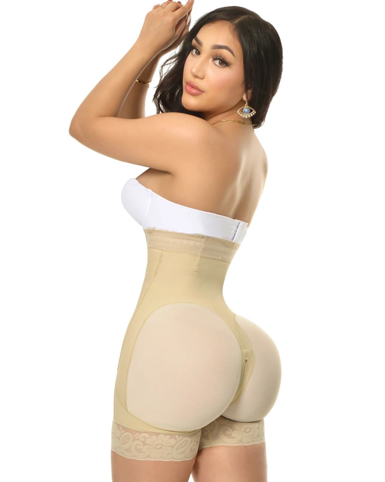 High Waist Colombians Butt Lifter Shorts with Zipper Crotch Fajas