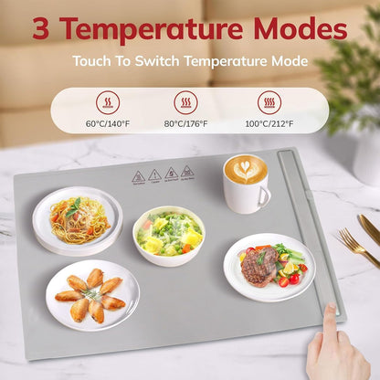 Silicone Food Warming Tray with Adjustable Temperature & Foldable Design - Keep your food warm