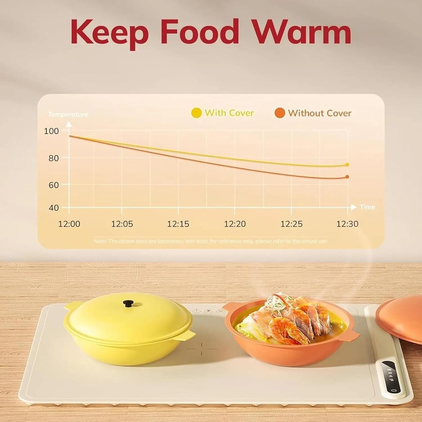 Silicone Food Warming Tray with Adjustable Temperature & Foldable Design - Keep your food warm