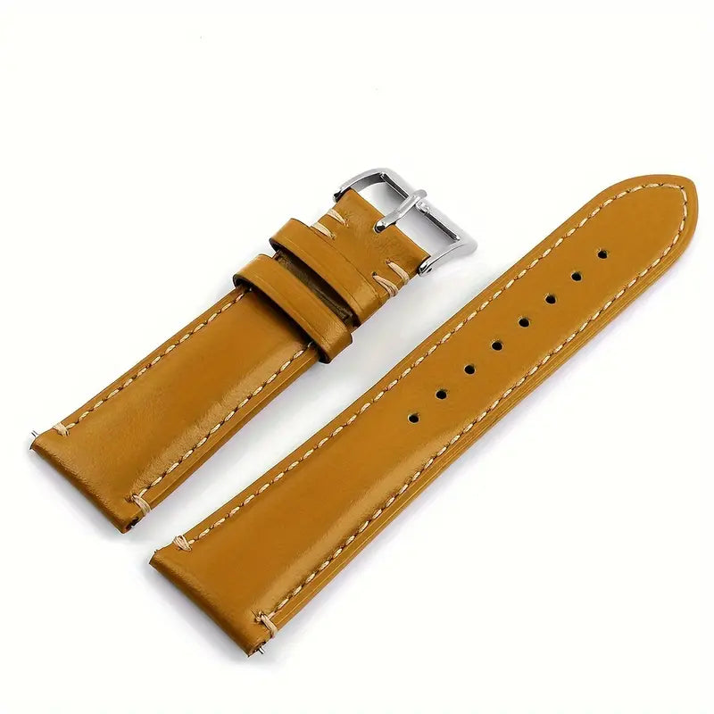 Vintage Genuine Leather Watch Bands with Stainless Metal Clasp