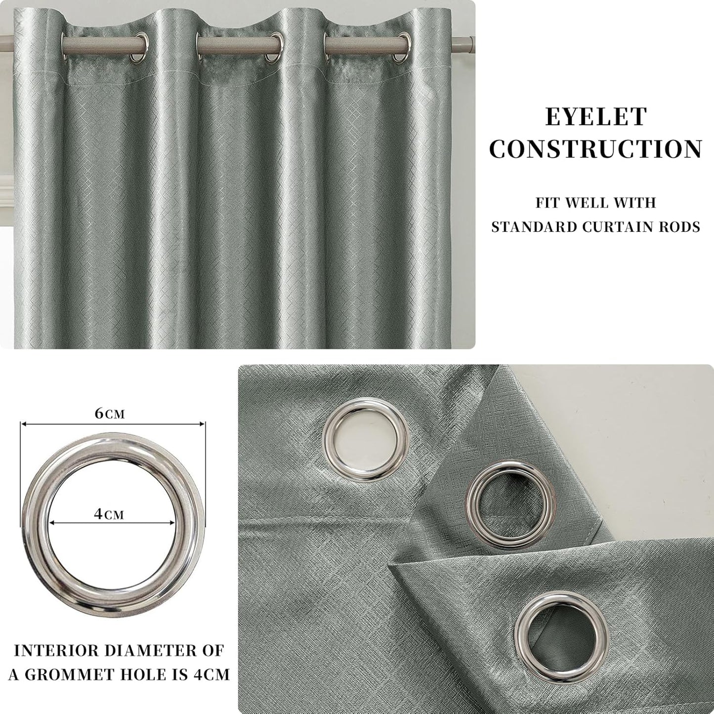 Thick Thermal Blackout Curtain Eyelet Ring Top Ready Made Pair Energy Saving