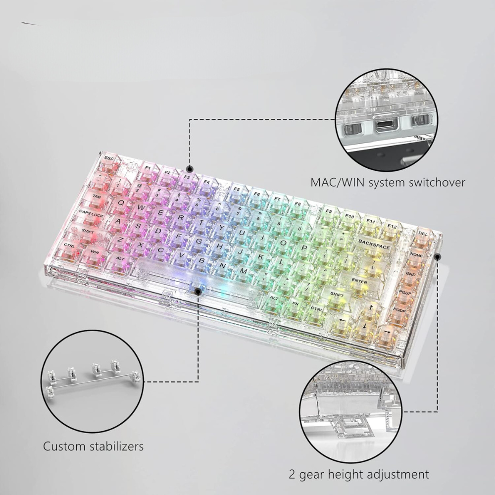 Transparent Mechanical Keyboard - Ultra-Quiet Typing Experience