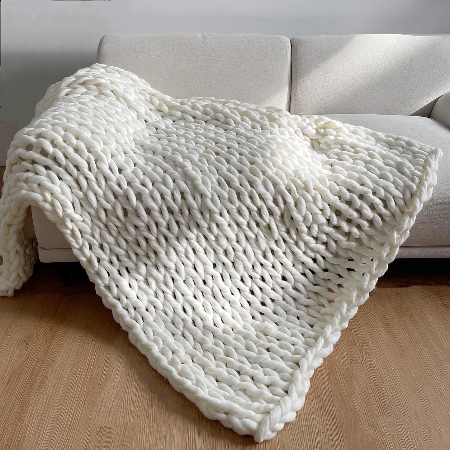 Chunky Knit Throw Handmade Weighted Blanket - SUPER COZY & CALMING BLANKET