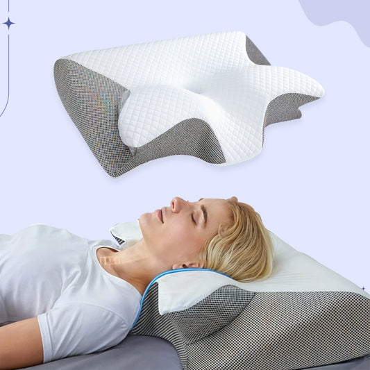 Memory Foam Neck Butterfly Shape Pillow with Armrests for Side & Back Sleepers