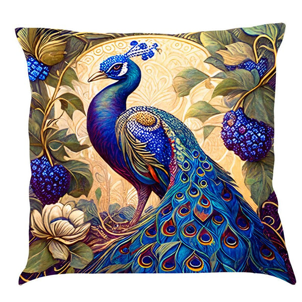 Cushion Cover with Vintage Peacock Oil Painting