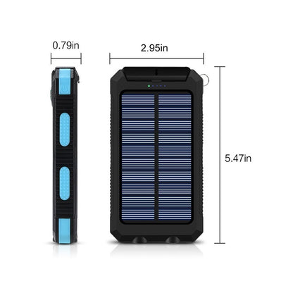 Waterproof Solar Power Bank - 10,000mAh External Battery