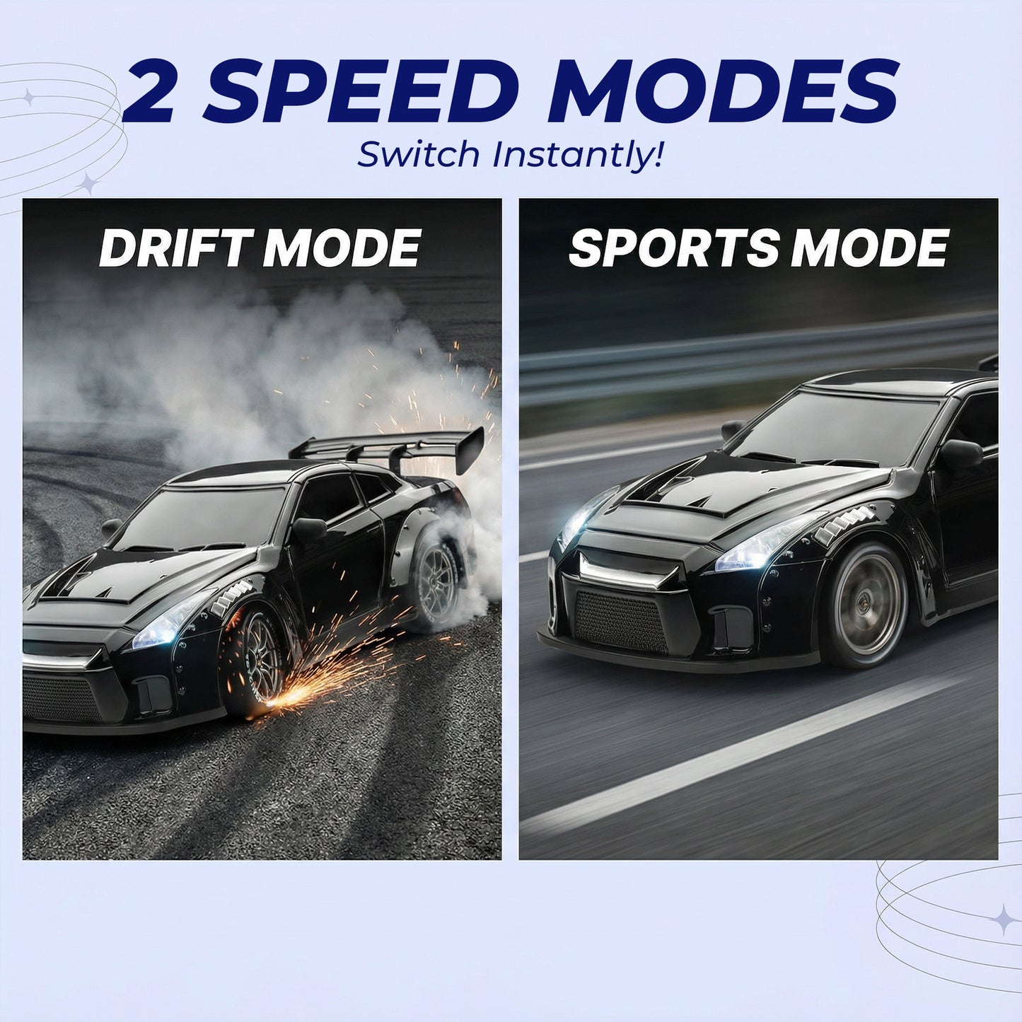 RC Drift Car – LED Lights, High-Speed 4WD & Drift Tires