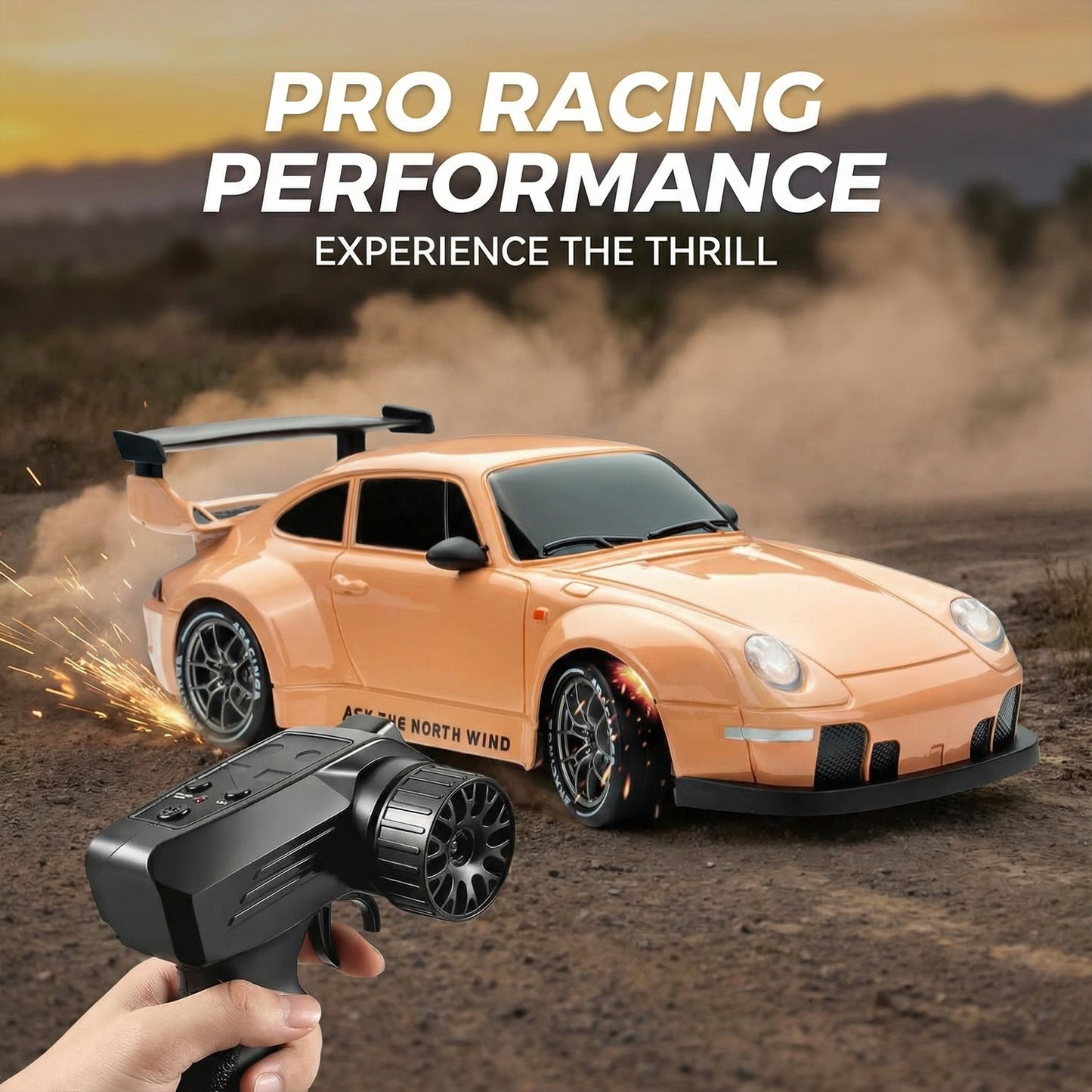 RC Drift Car – LED Lights, High-Speed 4WD & Drift Tires