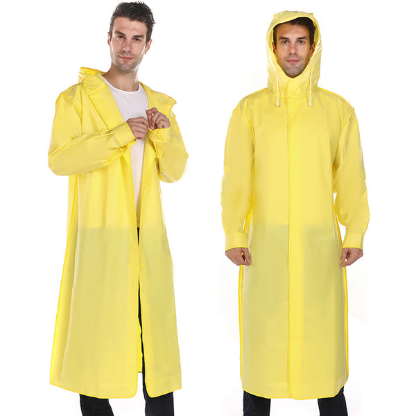 Waterproof Long Hooded Raincoat (Unisex) for Work, School and Outdoor Activities