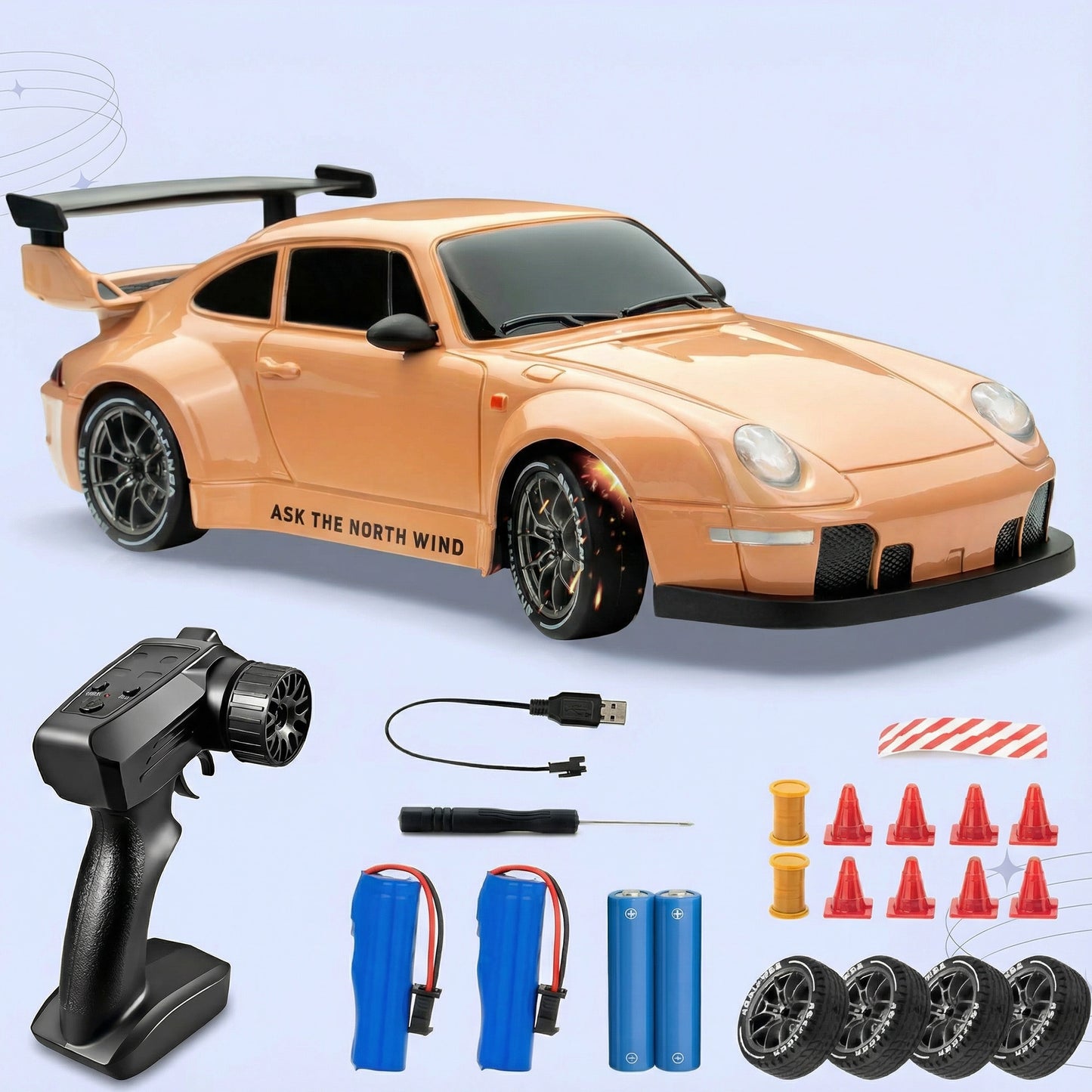 RC Drift Car – LED Lights, High-Speed 4WD & Drift Tires