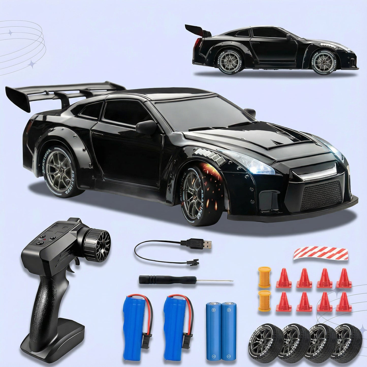 RC Drift Car – LED Lights, High-Speed 4WD & Drift Tires