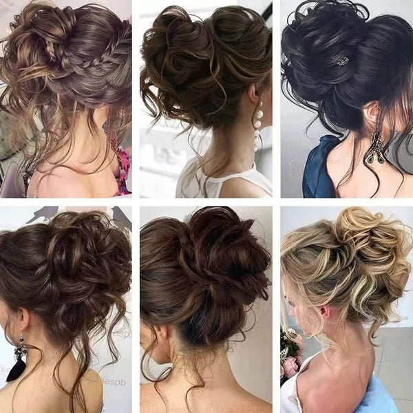 Messy Bun Hair Wavy Curly with Claw Clip Super Natural Look