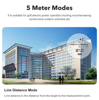 Golf Laser Distance Meter Rangefinder with Slope Adjusted Mode, Flag-Lock and Long Range Capability for Golf and Hunting