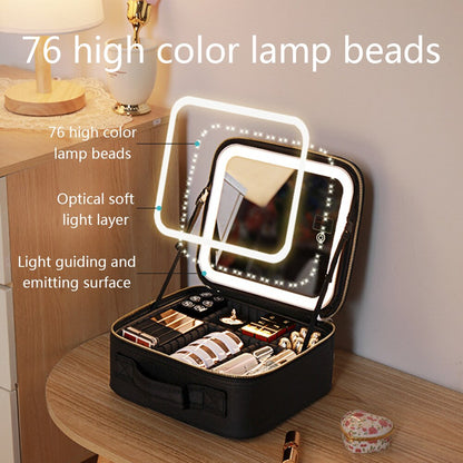 Travel Makeup Case with LED Light & Mirror Portable