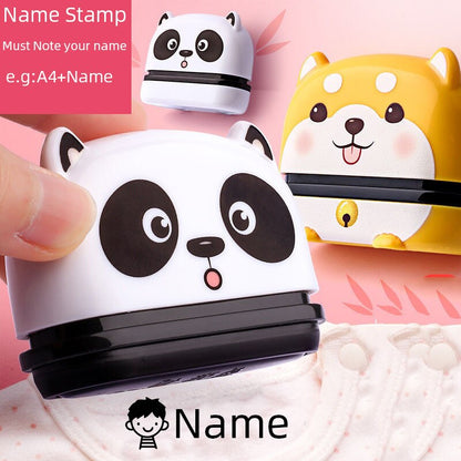 Personalized Name Stamp with White + Black Ink for Kids Clothes & Other Items