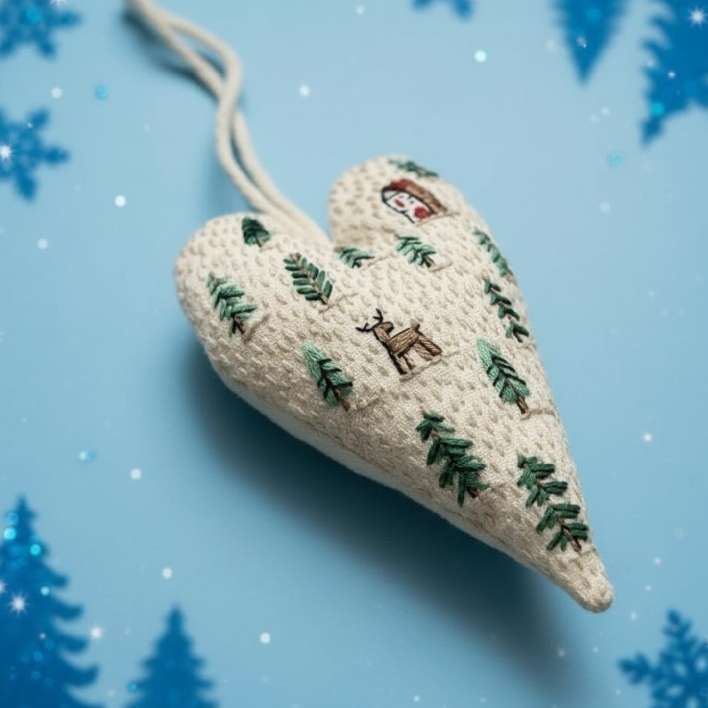 DIY Christmas Ornament Kit – Heart-Shaped Hand Embroidery Craft