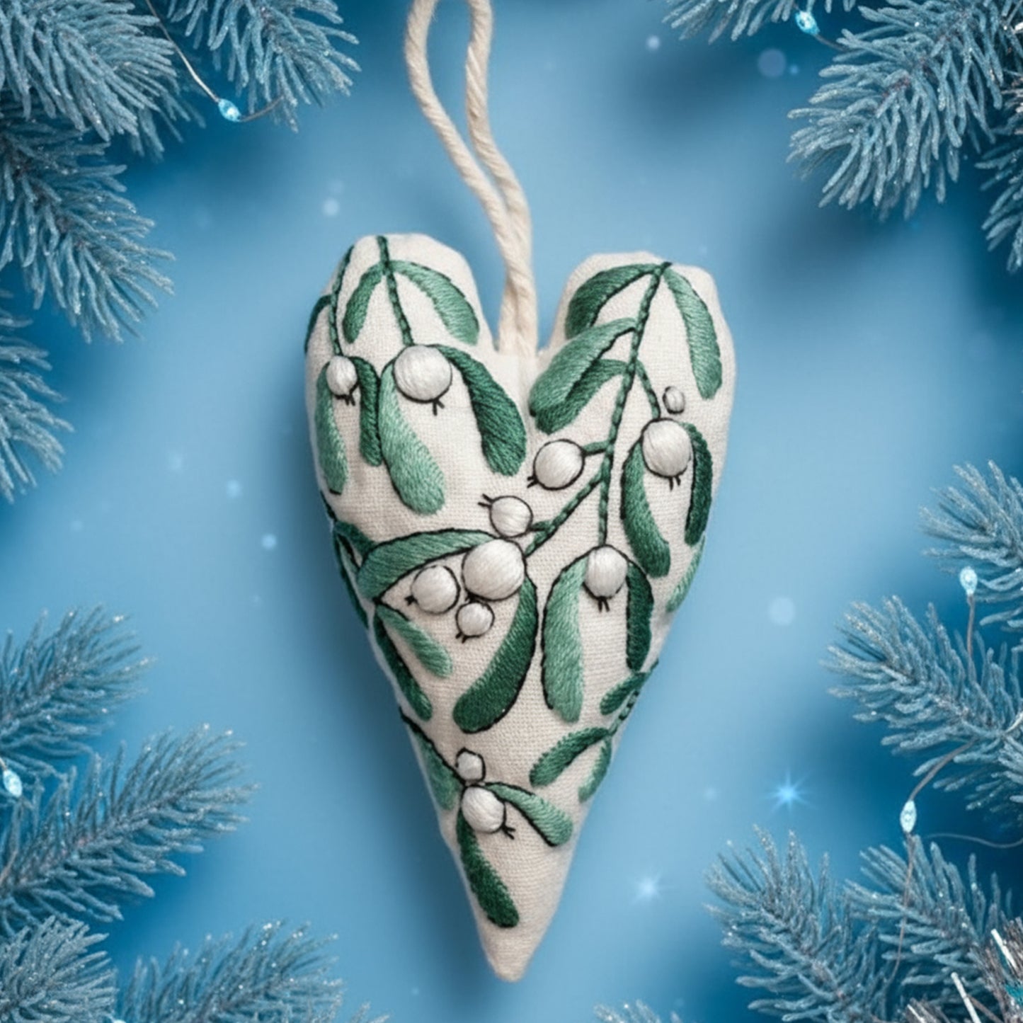 DIY Christmas Ornament Kit – Heart-Shaped Hand Embroidery Craft