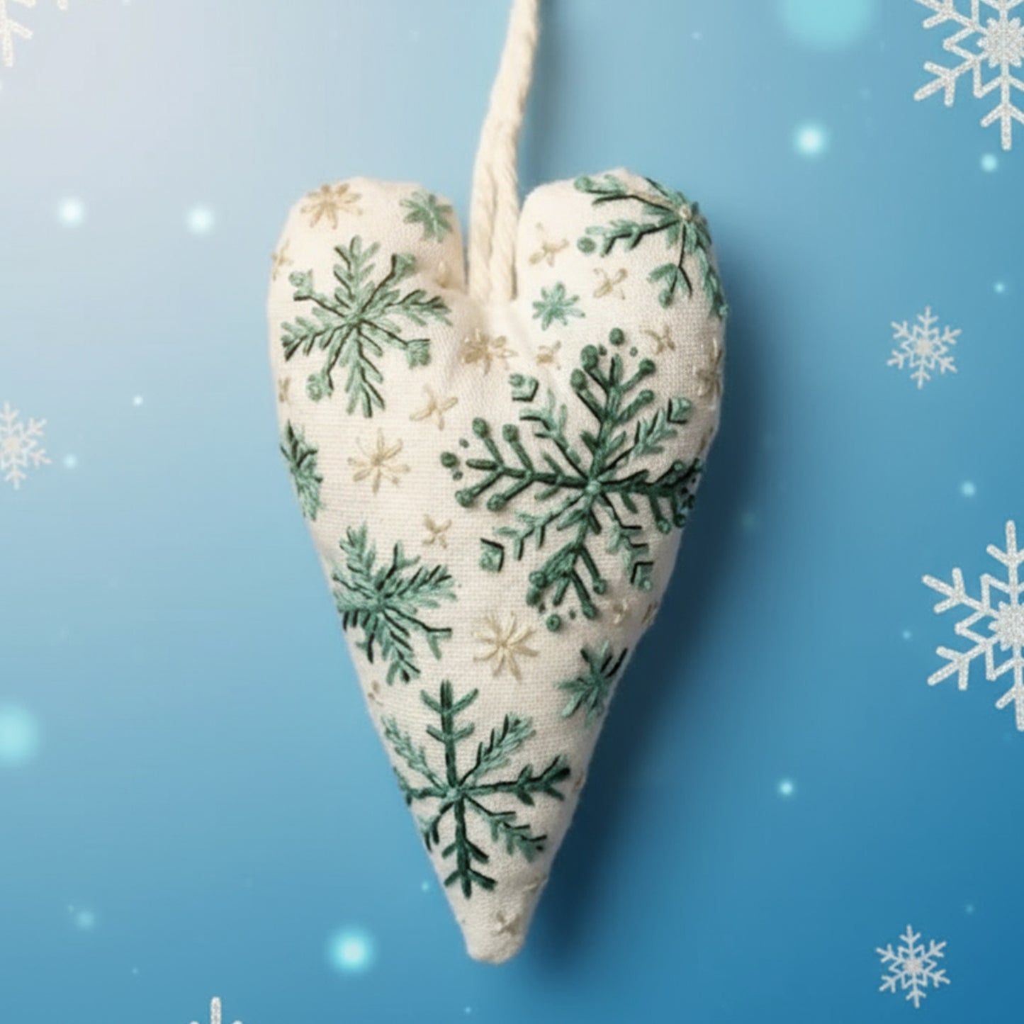 DIY Christmas Ornament Kit – Heart-Shaped Hand Embroidery Craft