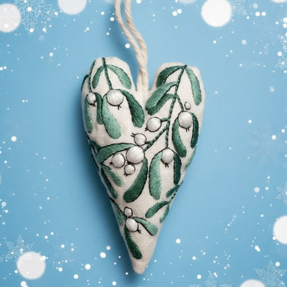 DIY Christmas Ornament Kit – Heart-Shaped Hand Embroidery Craft