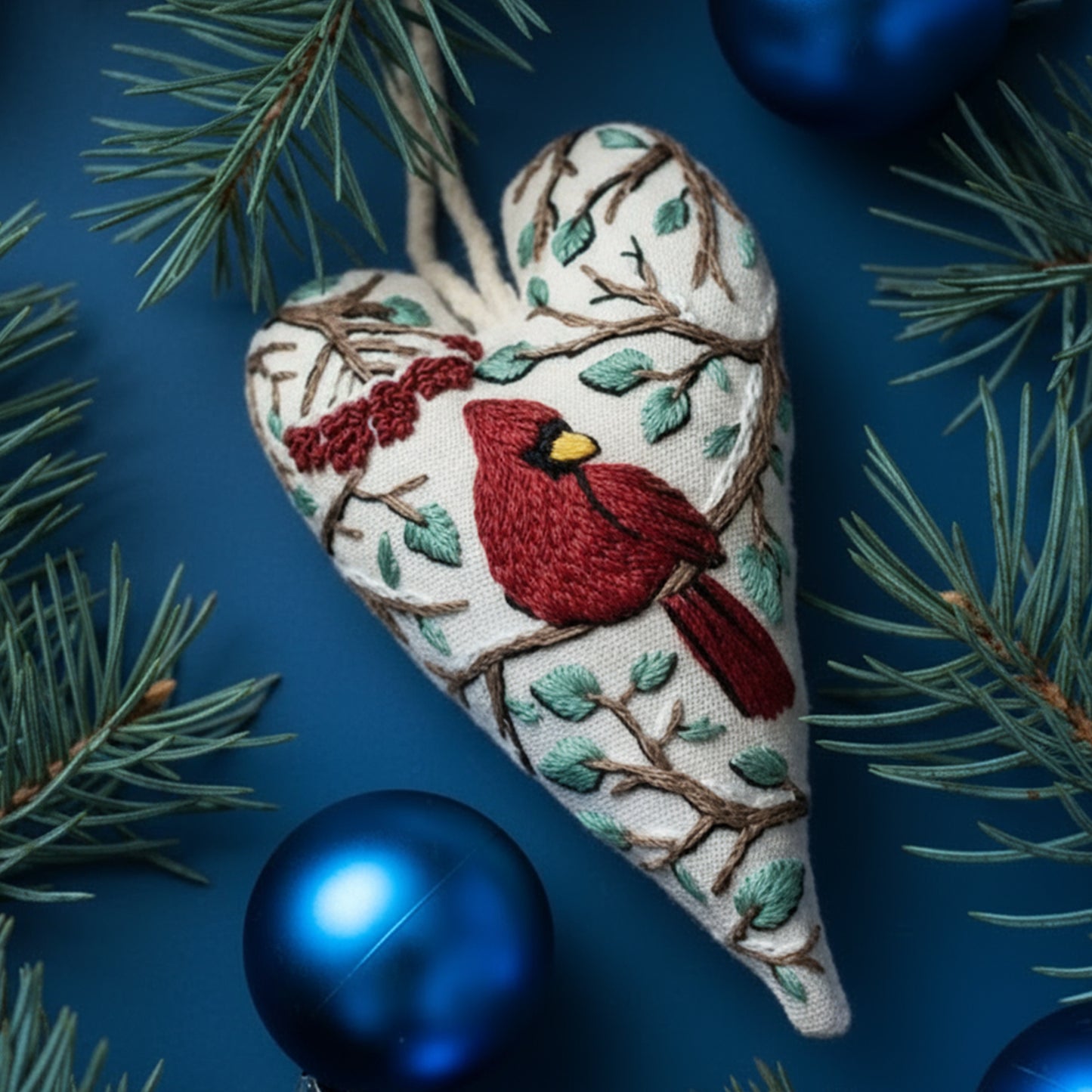 DIY Christmas Ornament Kit – Heart-Shaped Hand Embroidery Craft