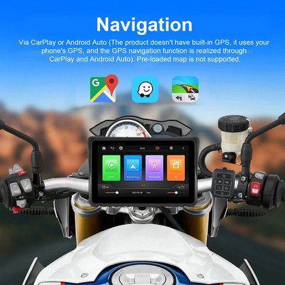 Motorcycle CarPlay Touchscreen Device - Wireless Connectivity, HD IPS Screen, Waterproof Design