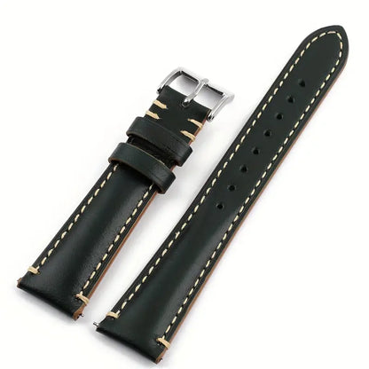 Vintage Genuine Leather Watch Bands with Stainless Metal Clasp