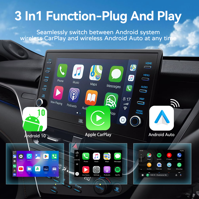 Wireless CarPlay & Android Auto Adapter - Enjoy streaming Netflix, Spotify, & Youtube