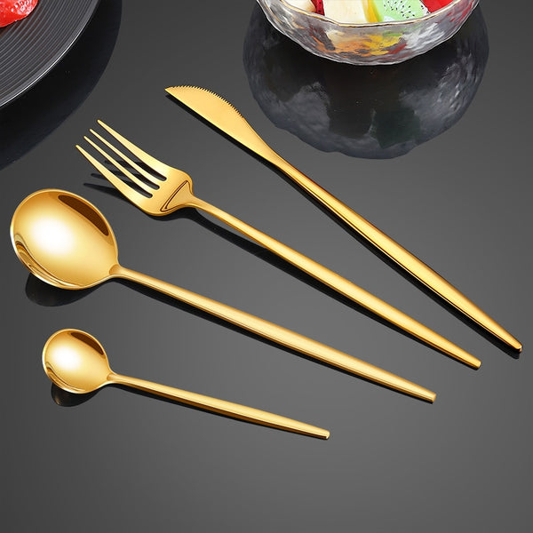 Stainless Steel Premium Dinnerware Set - Includes Steak Knife, Fork, Coffee Spoon, Teaspoon and Flatware