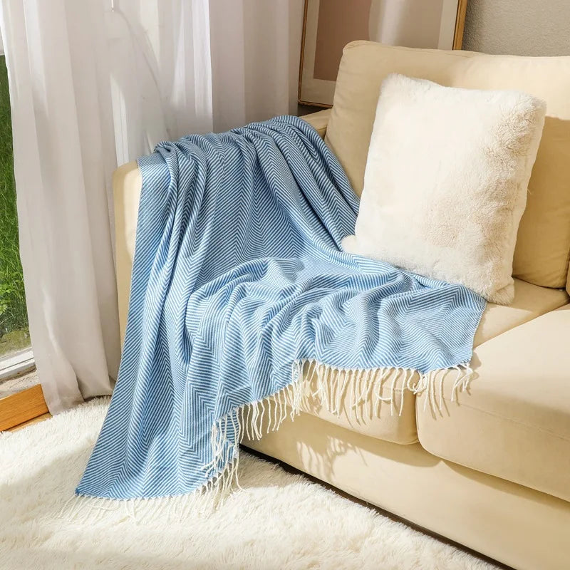 100% Cotton Luxury Herringbone Large Sofa Bed Throw Blanket Fringed Tw –  Modern Aussies