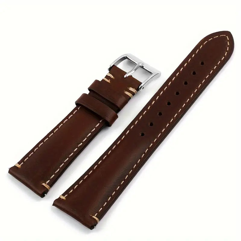 Vintage Genuine Leather Watch Bands with Stainless Metal Clasp