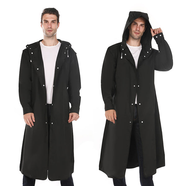 Waterproof Long Hooded Raincoat (Unisex) for Work, School and Outdoor Activities