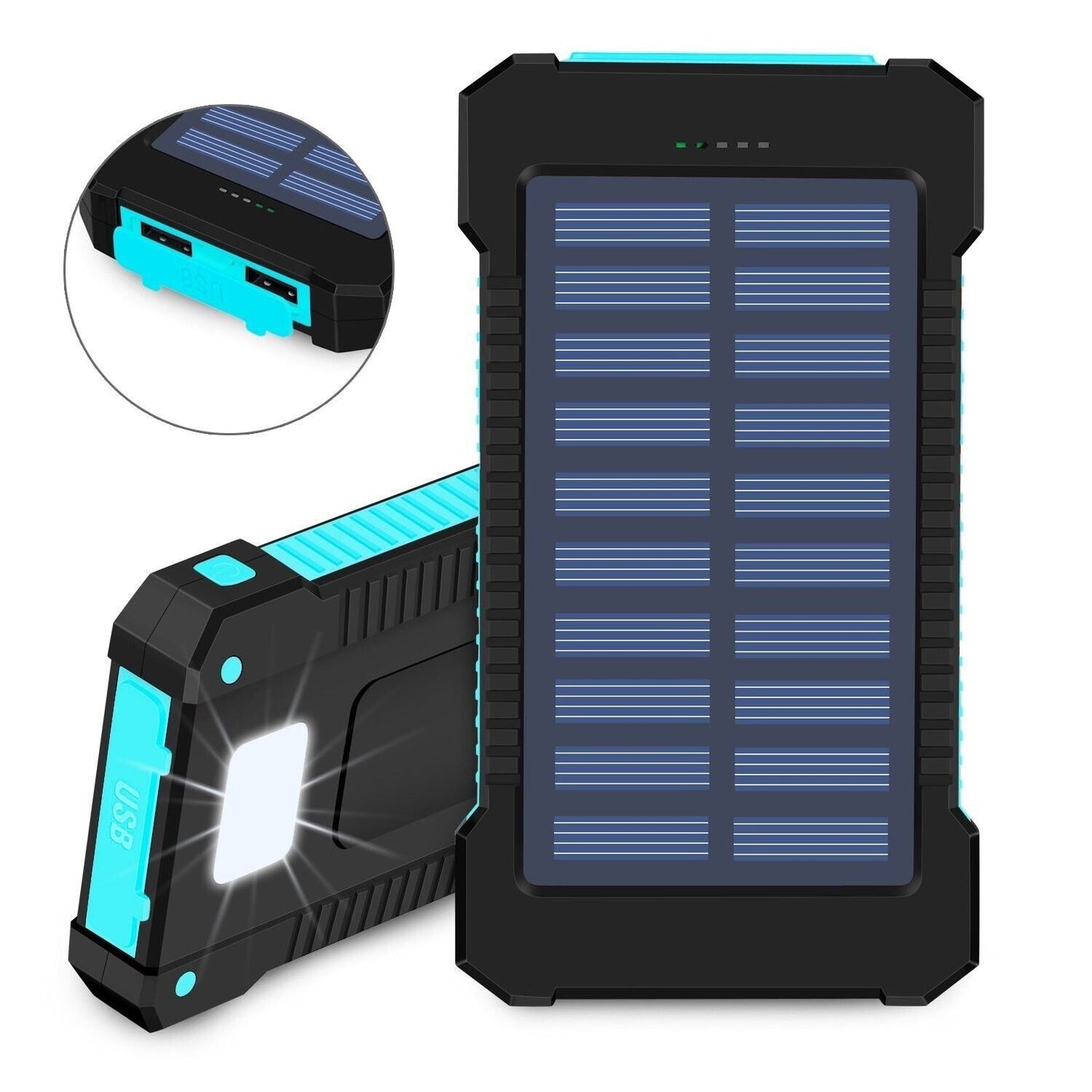 Waterproof Solar Power Bank - 10,000mAh External Battery