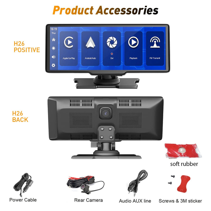 Universal Wireless 10.2" HD Carplay with Front cam and  FREE* Rear cam