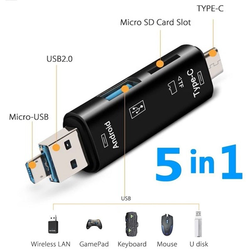 5 in 1 Micro SD Card Reader with 32 GB SD Card