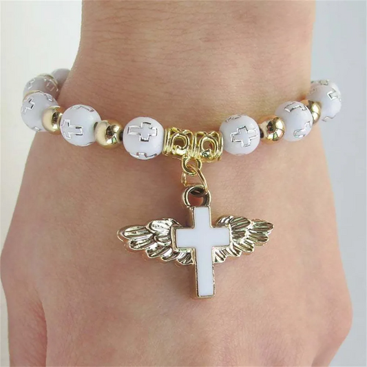 Angel Wing Cross Bracelet