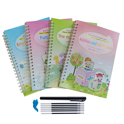 Kids Practice Magic Groove Writing Notebook Auto-Disappears in 10 Minutes