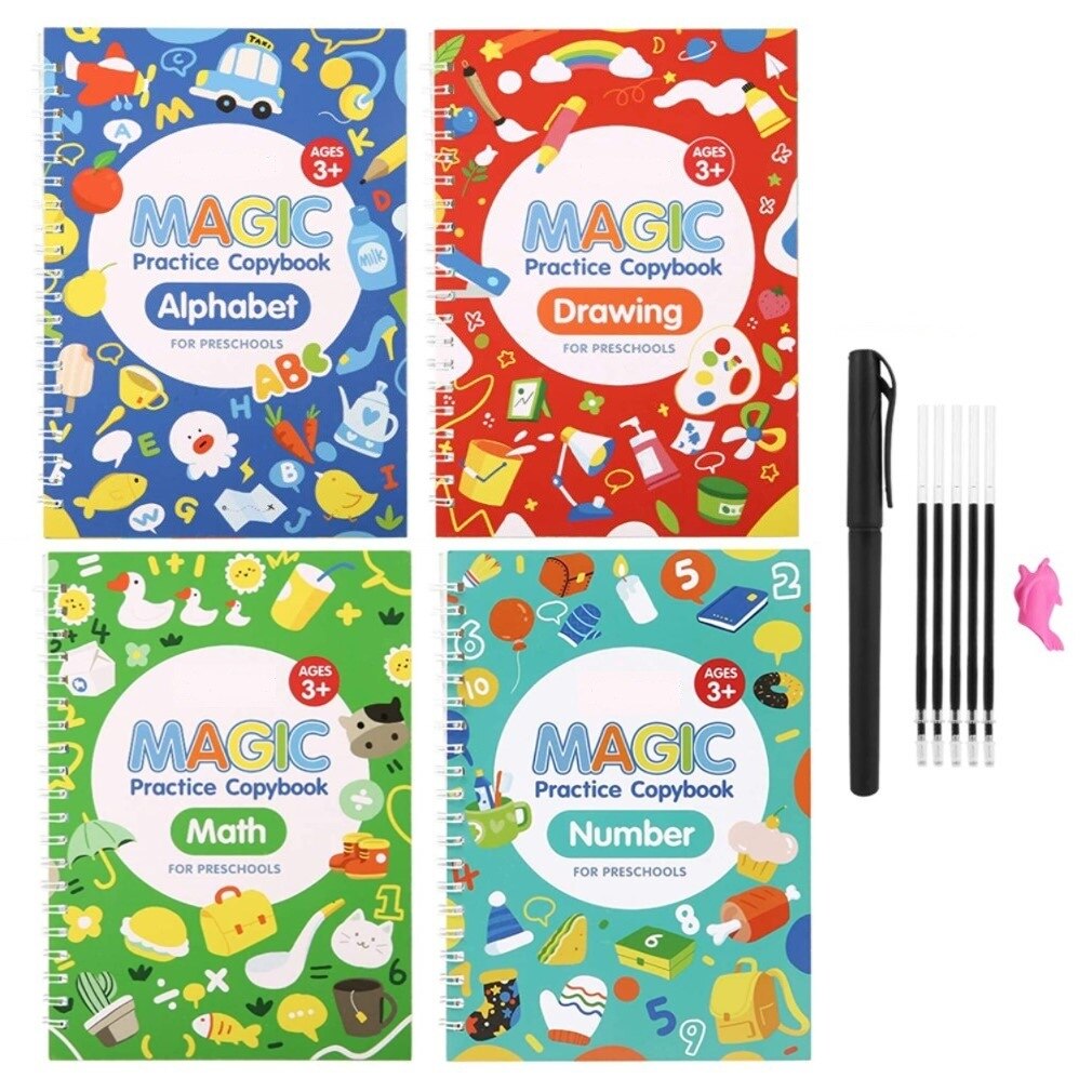 Kids Practice Magic Groove Writing Notebook Auto-Disappears in 10 Minutes