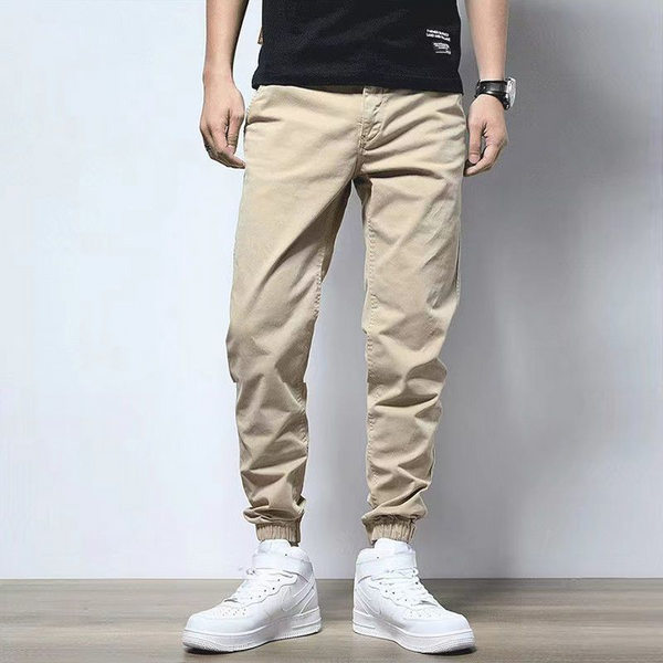 Trendy Cotton skinny pants for men with multiple pockets
