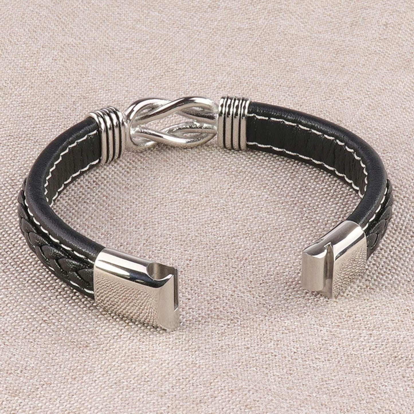 Braided Leather Knot Bracelet For Grandson From Grandmother Love Forever