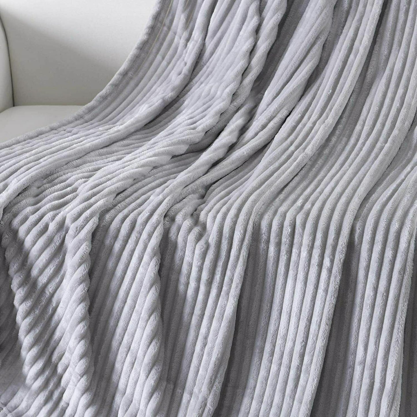 Fleece Sofa Throw Ribbed Style Blanket Warm Cosy Large Bed Double King Sizes