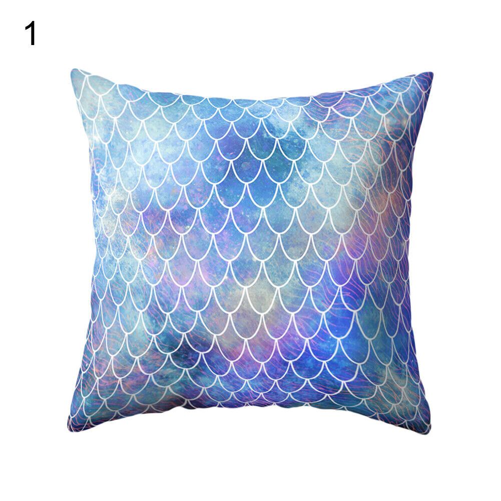 18'' MERMAID-FISH SCALE THROW PILLOW SOFA CUSHION COVER HOME DECOR