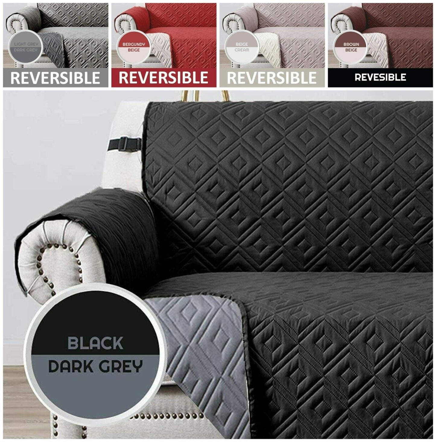 Quilted Sofa Cover Pet Protector Throw Waterproof Sofa Slip Covers 1/2/3 Settee