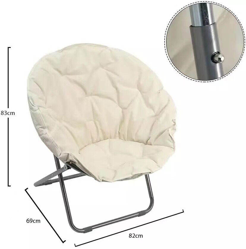 FOLDING CAMPING CHAIR PADDED MOON CHAIR GARDEN OUTDOOR FESTIVAL ROUND CAMPING UK