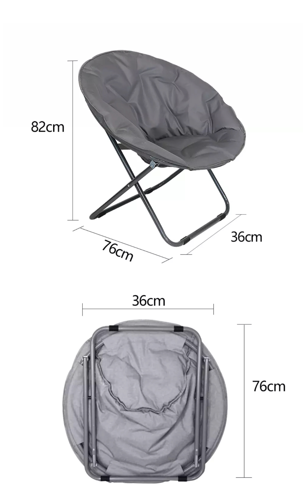 FOLDING CAMPING CHAIR PADDED MOON CHAIR GARDEN OUTDOOR FESTIVAL ROUND CAMPING UK