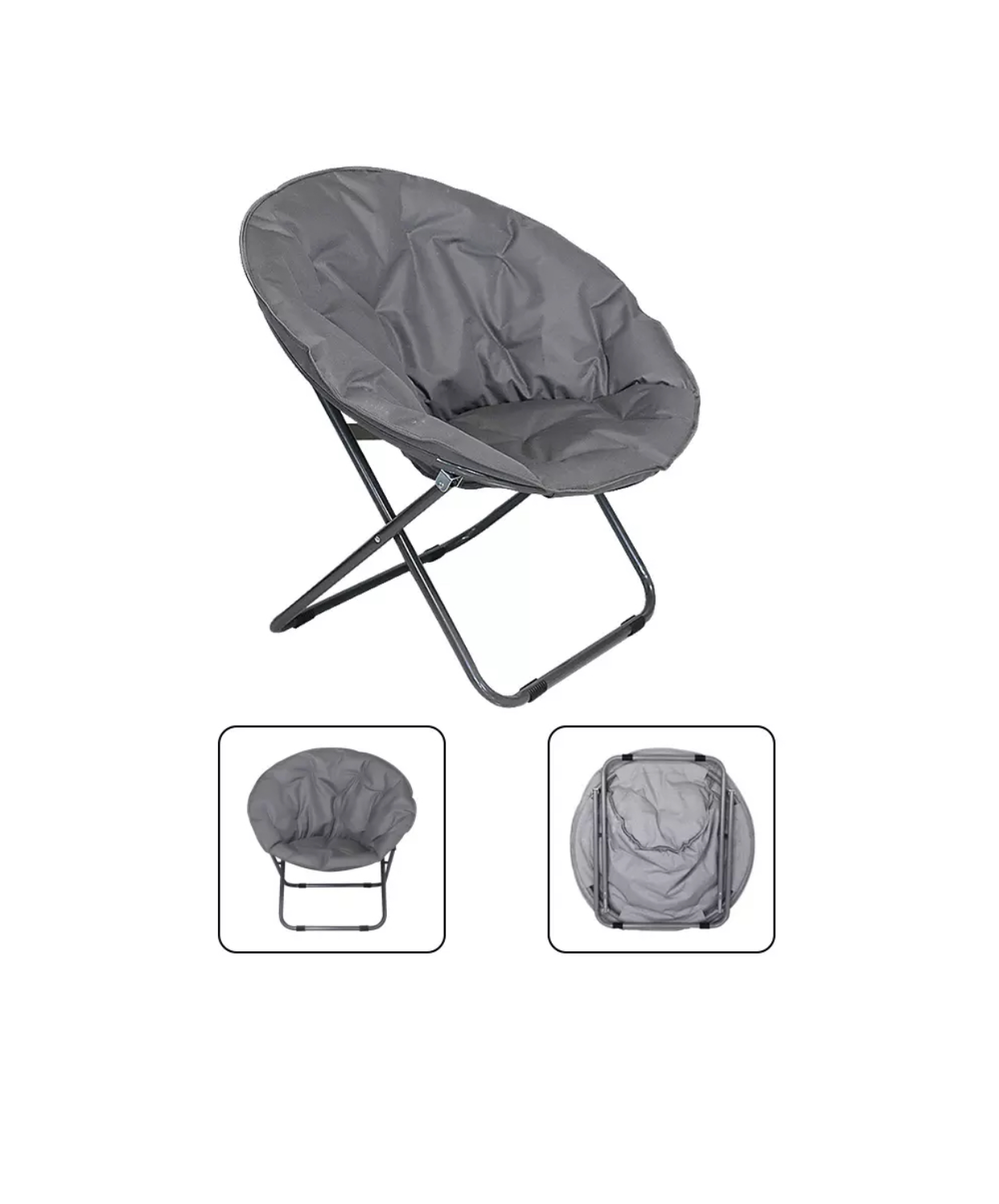 FOLDING CAMPING CHAIR PADDED MOON CHAIR GARDEN OUTDOOR FESTIVAL ROUND CAMPING UK