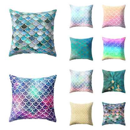 18'' MERMAID-FISH SCALE THROW PILLOW SOFA CUSHION COVER HOME DECOR