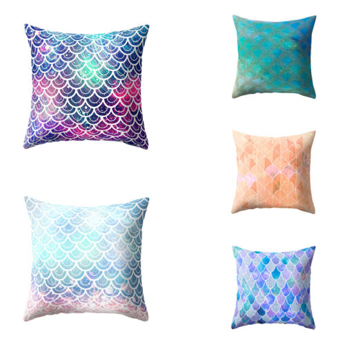 18'' MERMAID-FISH SCALE THROW PILLOW SOFA CUSHION COVER HOME DECOR