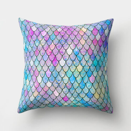 18'' MERMAID-FISH SCALE THROW PILLOW SOFA CUSHION COVER HOME DECOR